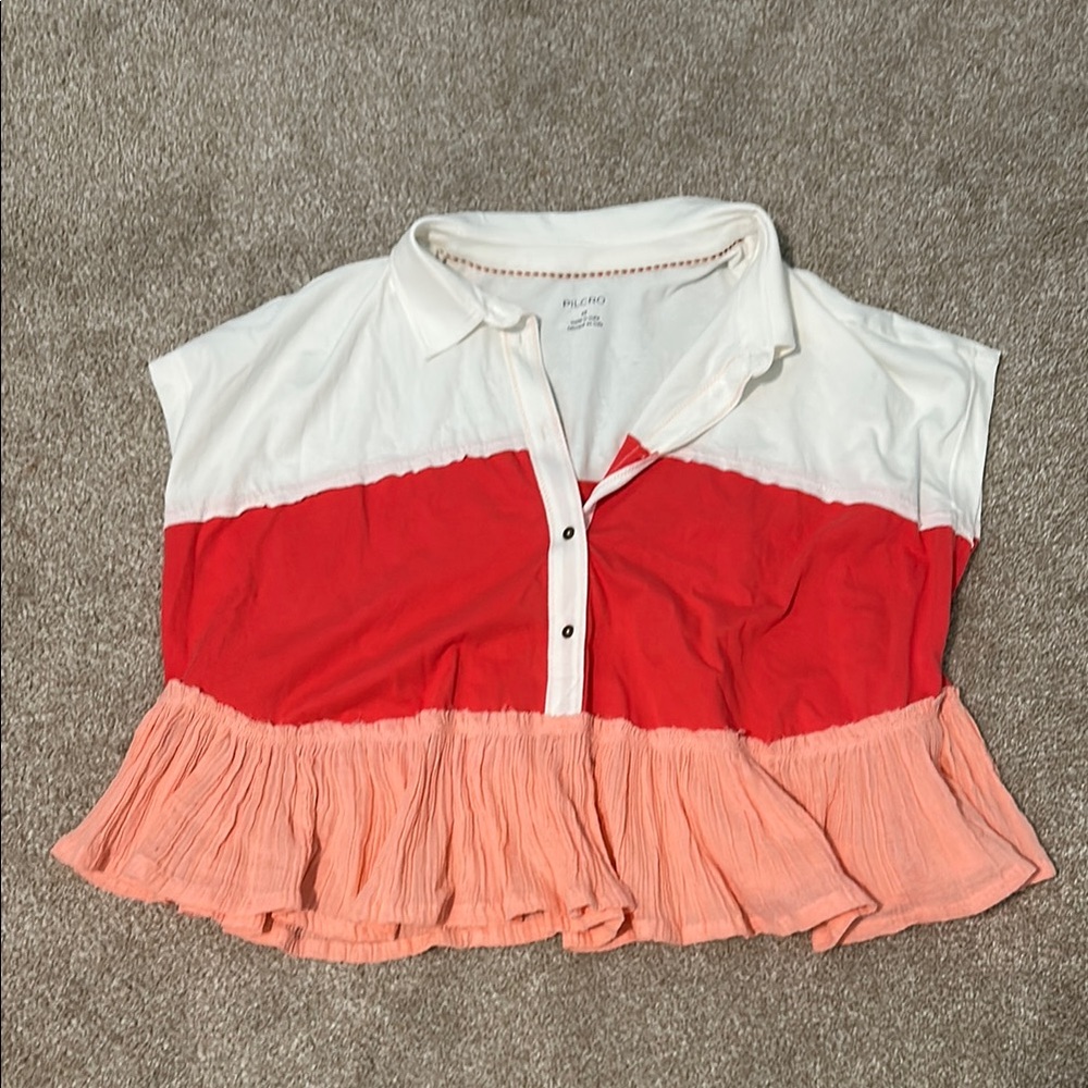 Pilcro color block collared top